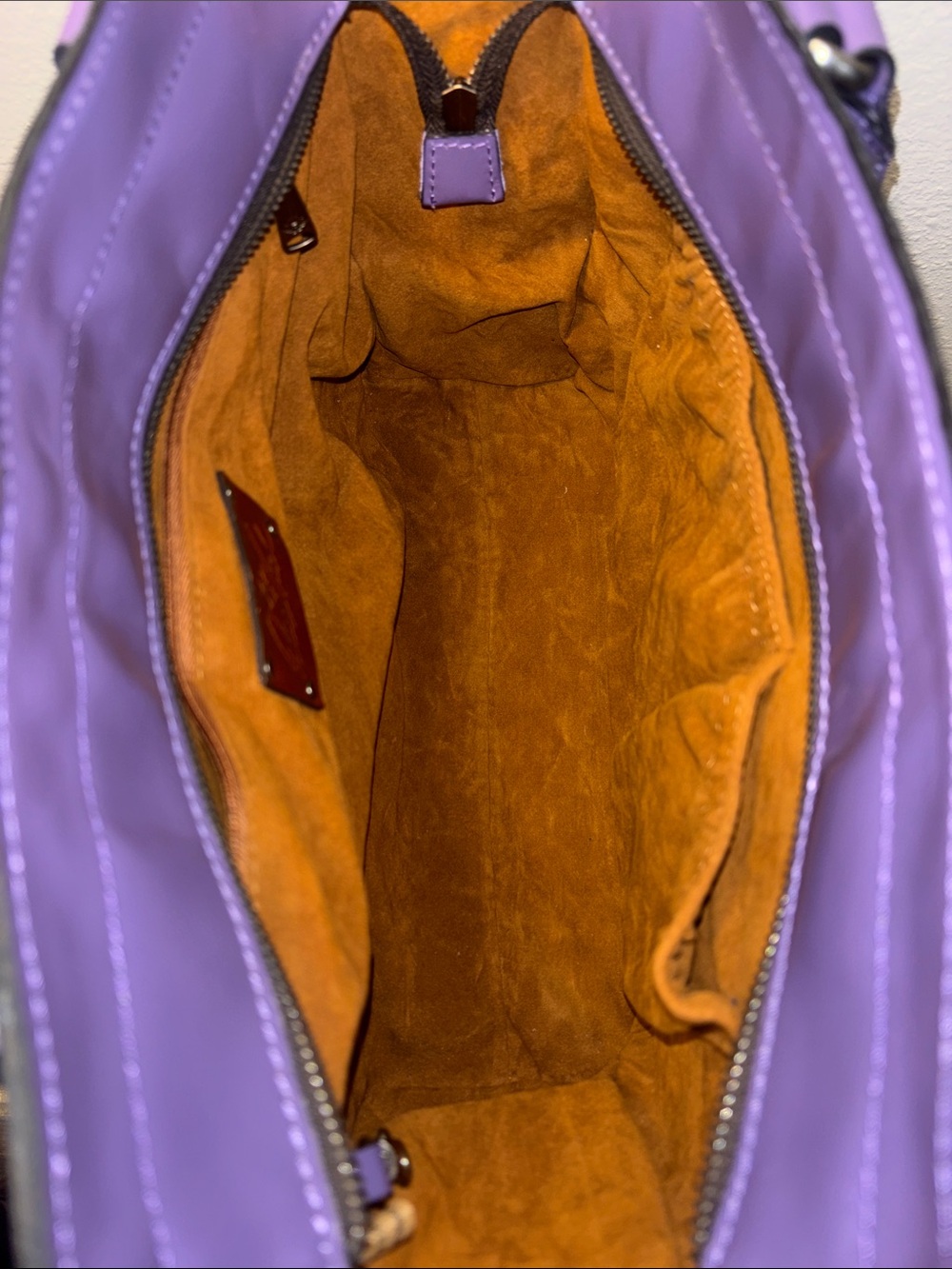 Patricia Nash French lace, Zancona leather tote, amethyst purple - Picture 7 of 8